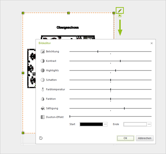 Prasentation Drucken Layout Bereich Pcon Planner Pro Objekte Einfugen Und Bearbeiten